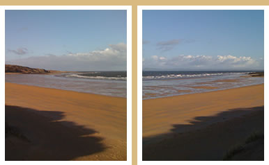 Two photographs of Gullane beach, East Lothian, Scotland